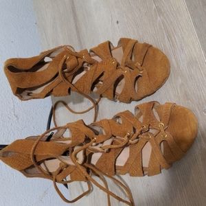 H&M tan strappy suede-ish looking leather heels